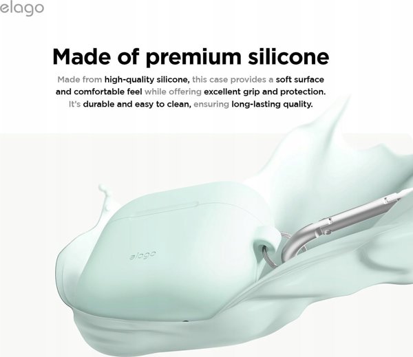 Elago Θήκη Σιλικόνης για AirPods 4 με Καραμπίνερ - Χρώμα Μέντας - Εγγύηση Ασφαλείας