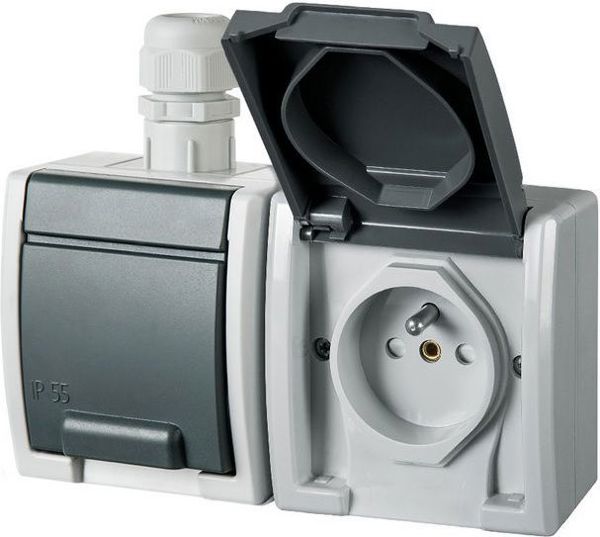Elektro-Plast AQUANT Διπλή πρίζα με γείωση 2x2P+Z IP65 (1242-65)