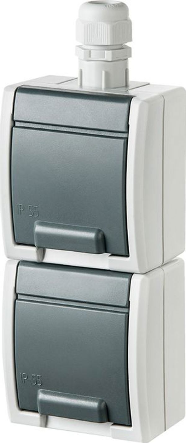 Elektro-Plast AQUANT Διπλή Πρίζα Σούκο με Γείωση, IP65 Εξωτερικής Τοποθέτησης, 1252-65