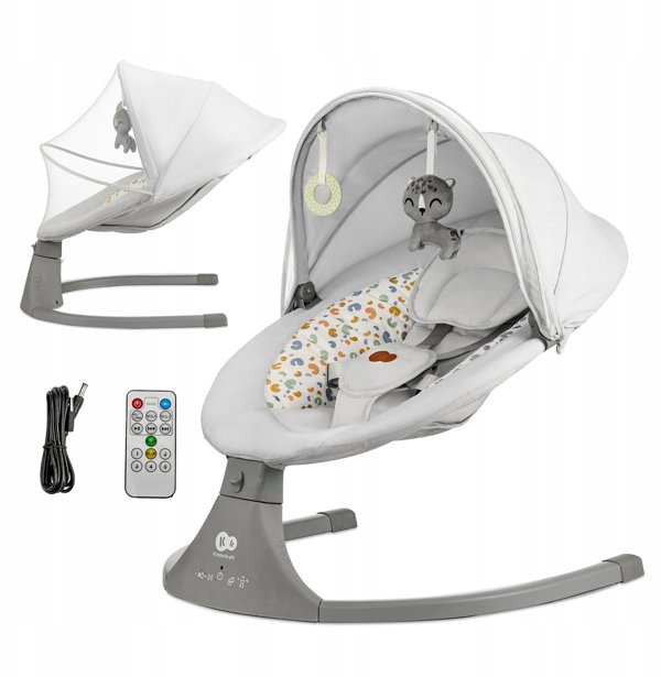 Ηλεκτρικές κούνιες Kinderkraft 2in1 Lumi 2, ανοιχτό γκρι
