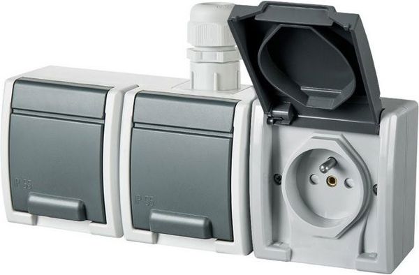 Elektro-Plast Τριπλή πρίζα AQUANT με γείωση 3x2P+Z IP65 (1243-65)