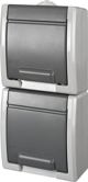 Elektro-Plast Aquant Διπλή Πρίζα SCHUKO Κάθετη Επίτοιχη IP55 1254-10