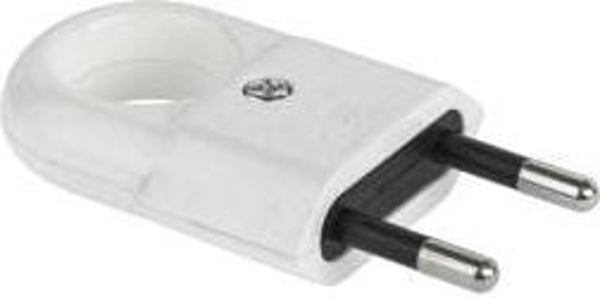 Elgotech Επίπεδο βύσμα με λαβή χωρίς γείωση Euro 2,5A 250V λευκό (WTP2C)