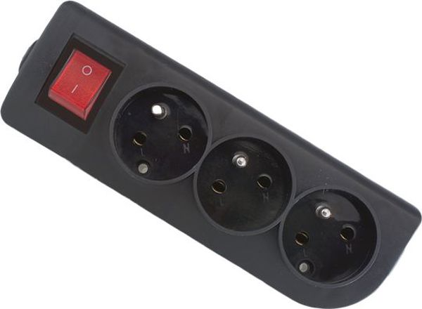 Elgotech Πολύπριζο 3 Θέσεων με Διακόπτη και Γείωση, GN-30W-2, Μαύρο