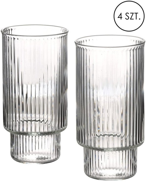 Lumarko Σετ 4 Ποτήρια ELLA STRIPES 400ml από Βοριοπυριτικό Γυαλί 7x5,6x14cm