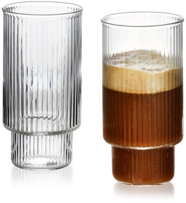 Lumarko Σετ 4 Ποτήρια ELLA STRIPES 400ml από Βοριοπυριτικό Γυαλί 7x5,6x14cm