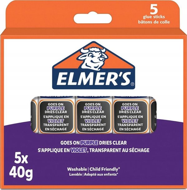 Elmers Elmers Στικ Κόλλας Εξαφανιζόμενο Μωβ 40G - Πακέτο 5