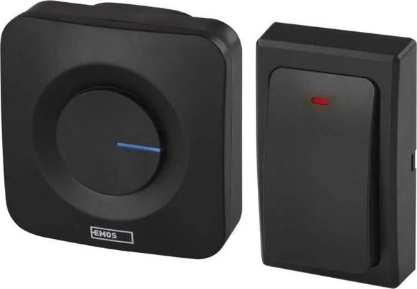 Ασύρματο κουδούνι Emos P5729B AC, κουμπί χωρίς μπαταρία, μαύρο