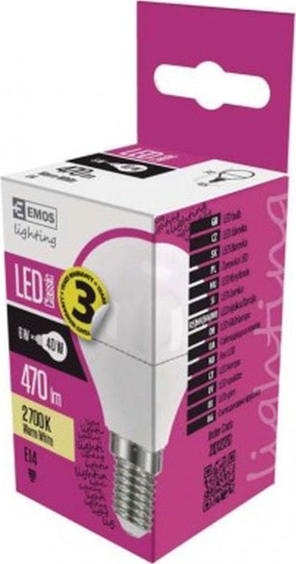 Λάμπα LED Emos ZQ1220 6W E14 470lm 2700K Θερμό Λευκό Φως Globe Classic