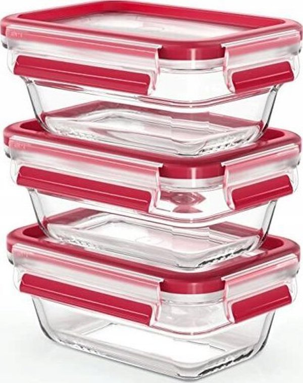 Emsa EMSA Clip&Close Glass Food Storage Box 3-pieces