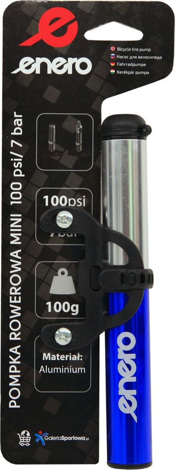 Enero Μίνι Αντλία Ποδηλάτου Αλουμινίου, 22x191mm, Μπλε, 1033136