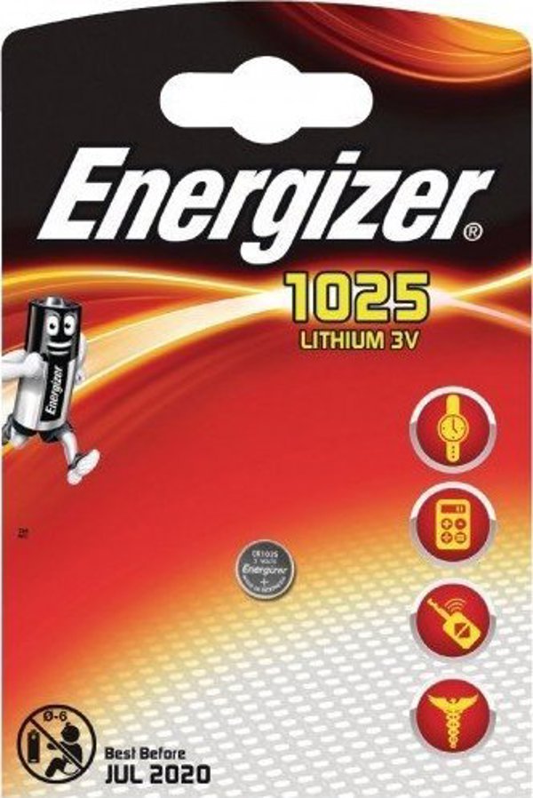 Energizer Μπαταρία Λιθίου CR1025 3V, Τύπος Κουμπί, 1 Τεμάχιο
