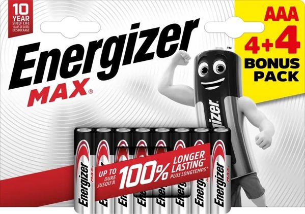 Energizer Μπαταρίες AAA Max LR03 - 8 Τεμάχια (4+4 Δώρο)