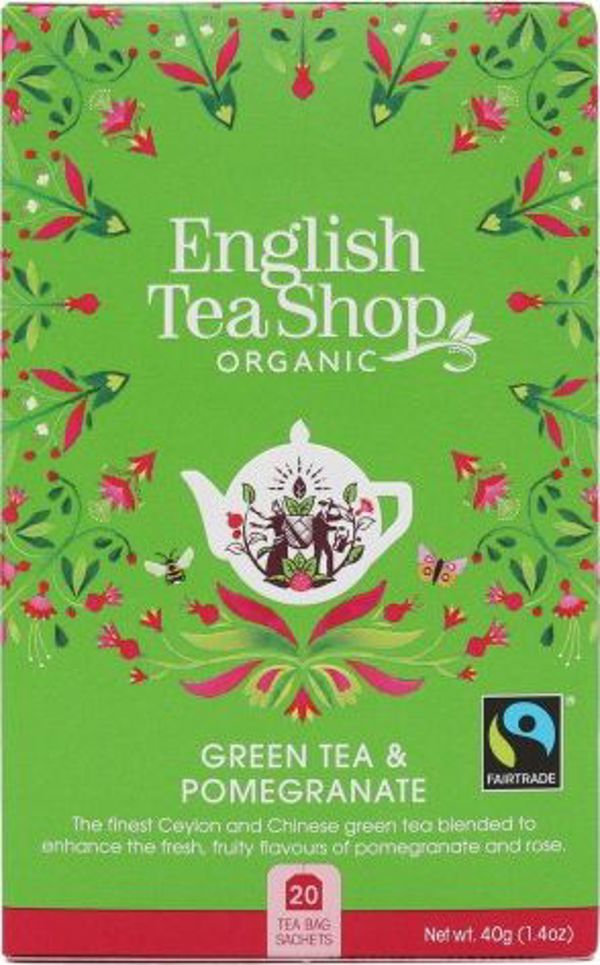 English Tea Sho Herbata zielona z granatem (20x2) BIO 40 g
