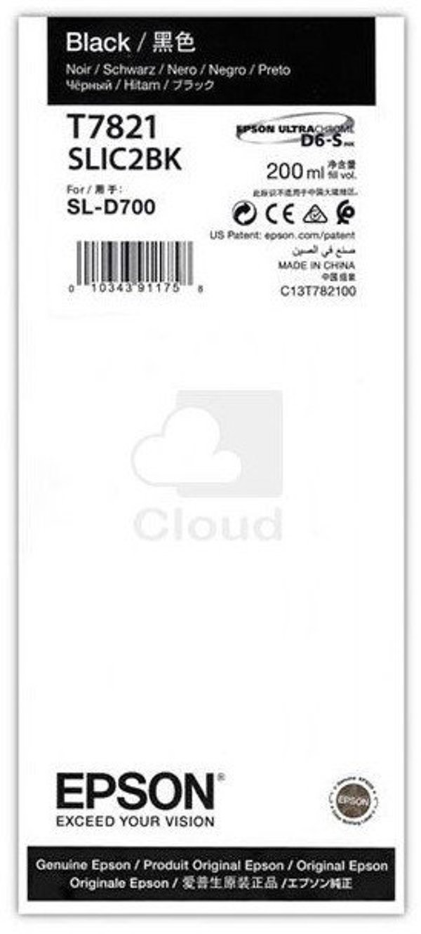 Μελανοδοχείο Epson μαύρο T 782 200 ml T 7821N