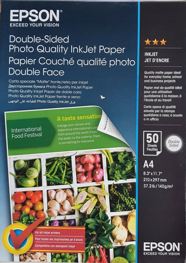 Epson Φωτογραφικό Χαρτί Διπλής Όψης Ματ A4 140g/m², 50 Φύλλα για Inkjet Εκτυπωτές Epson EcoTank & WorkForce