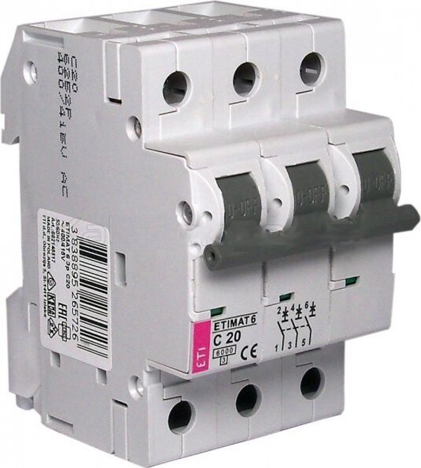 ETI ΔΙΑΚΟΠΤΗΣ ΚΥΚΛΩΜΑΤΟΣ 3P 6KA C-20AE