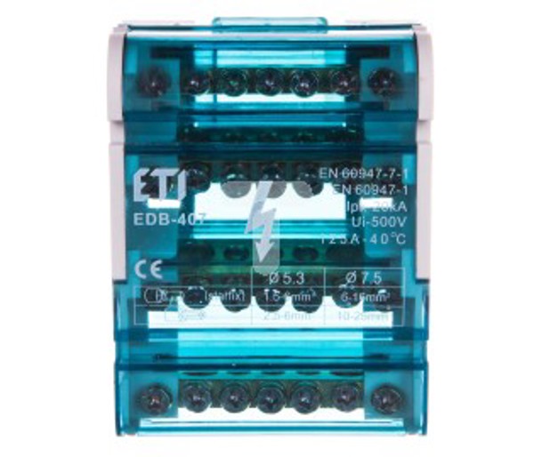 Eti-Polam Μπλοκ διανομής 125A 4P 7-ακροδεκτών EDB-407