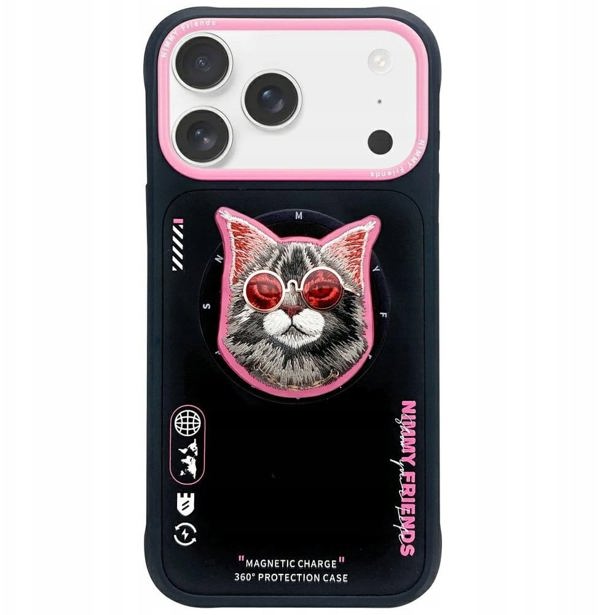 Θήκη Nimmy Glasses Cool Cat MagSafe για iPhone 17 Pro - Μαύρο/Ροζ