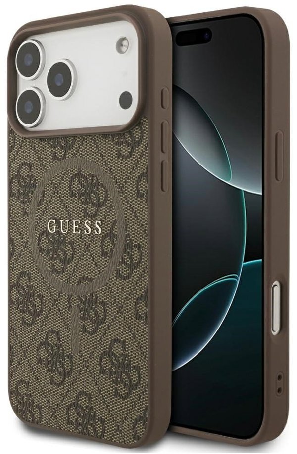 Θήκη Guess 4G Ring Classic Logo MagSafe για iPhone 17 Pro Max, καφέ