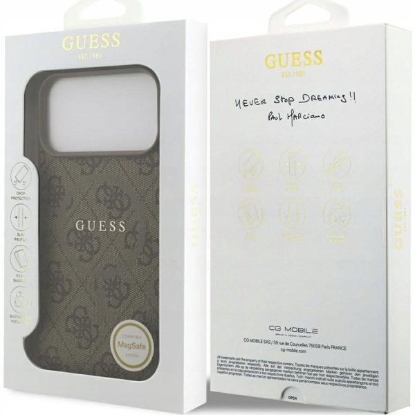 Θήκη Guess 4G Ring Classic Logo MagSafe για iPhone 17 Pro Max, καφέ