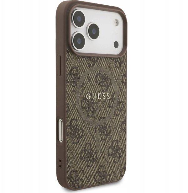 Θήκη Guess 4G Ring Classic Logo MagSafe για iPhone 17 Pro Max, καφέ