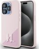 Θήκη Karl Lagerfeld Silicone Shadow Metal Initial MagSafe για iPhone 15 Pro ροζ