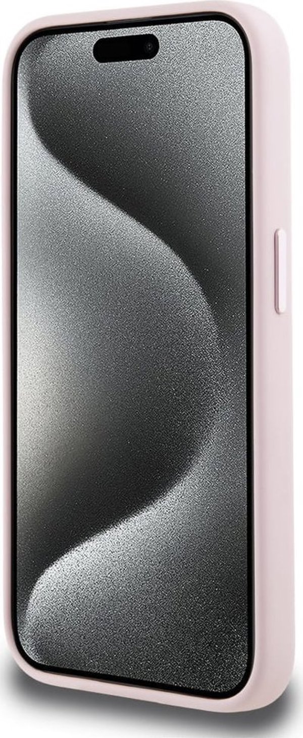 Θήκη Karl Lagerfeld Silicone Shadow Metal Initial MagSafe για iPhone 15 Pro ροζ