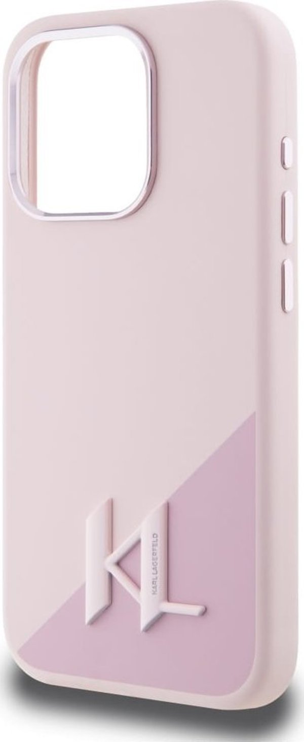 Θήκη Karl Lagerfeld Silicone Shadow Metal Initial MagSafe για iPhone 15 Pro ροζ