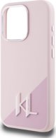 Θήκη Karl Lagerfeld Silicone Shadow Metal Initial MagSafe για iPhone 15 Pro ροζ