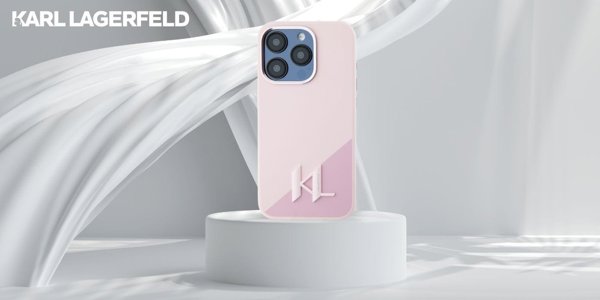 Θήκη Karl Lagerfeld Silicone Shadow Metal Initial MagSafe για iPhone 15 Pro ροζ