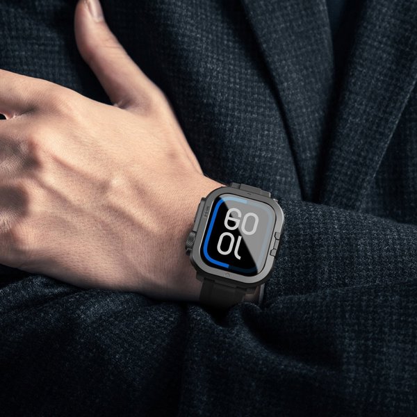 Etui metalowe AMAZINGTHING Titan Pro na Apple Watch 11 46mm aluminiowe - czarne