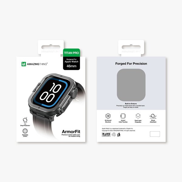 Etui metalowe AMAZINGTHING Titan Pro na Apple Watch 11 46mm aluminiowe - czarne