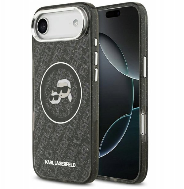 Etui Karl Lagerfeld IML Glitter Karl &   Choupette Heads Logo MagSafe do iPhone Air czarny