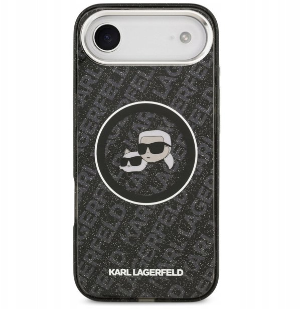 Etui Karl Lagerfeld IML Glitter Karl &   Choupette Heads Logo MagSafe do iPhone Air czarny