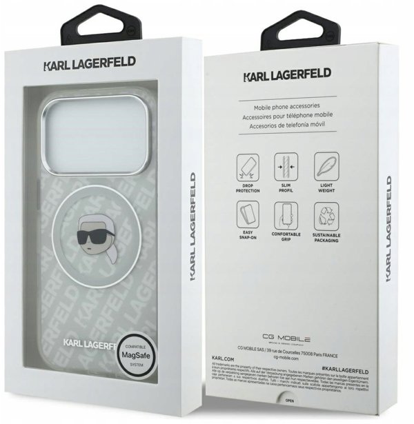 Θήκη Karl Lagerfeld IML Karl Head Logo MagSafe για iPhone 17 Pro γκρι