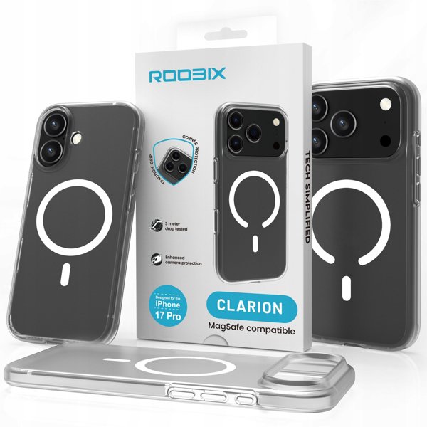 Etui Roobix Clarion MagSafe do iPhone 17 Air - przezroczyste
