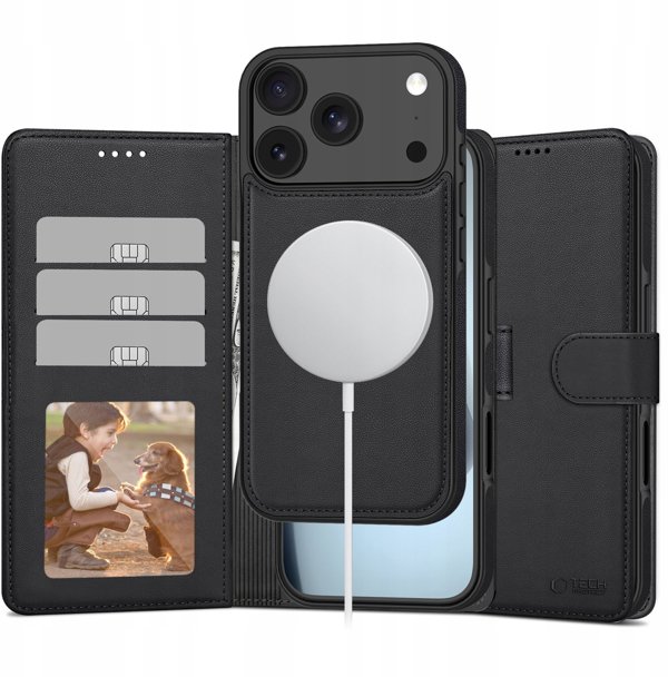Θήκη με καπάκι Tech-protect Wallet MagSafe για Apple iPhone 17 Pro Matte Black