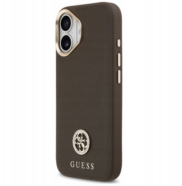 Θήκη Guess Grained Strass Logo MagSafe για iPhone 17 καφέ