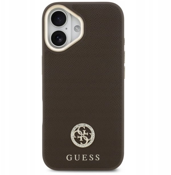 Θήκη Guess Grained Strass Logo MagSafe για iPhone 17 καφέ