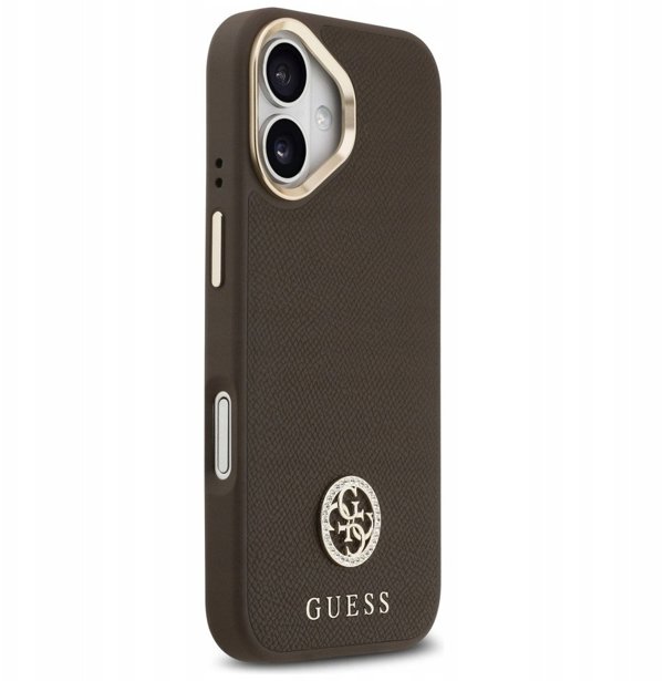 Θήκη Guess Grained Strass Logo MagSafe για iPhone 17 καφέ