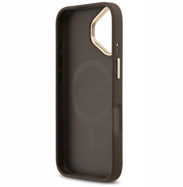 Θήκη Guess Grained Strass Logo MagSafe για iPhone 17 καφέ
