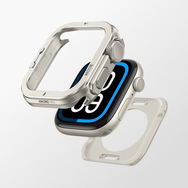 Etui metalowe AMAZINGTHING Titan Pro na Apple Watch 11 46mm aluminiowe - tytanowe
