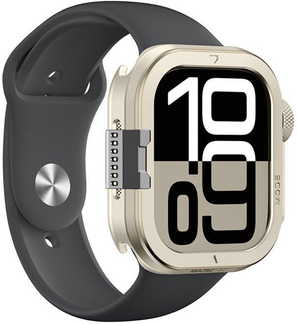 Etui metalowe AMAZINGTHING Titan Pro na Apple Watch 11 46mm aluminiowe - tytanowe