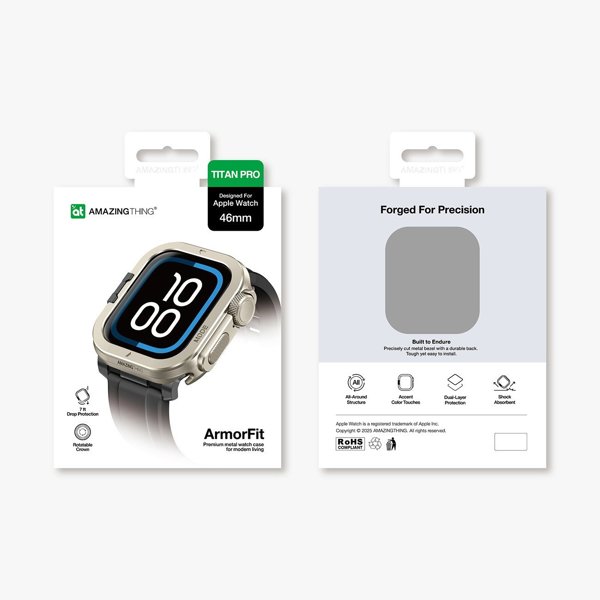 Etui metalowe AMAZINGTHING Titan Pro na Apple Watch 11 46mm aluminiowe - tytanowe