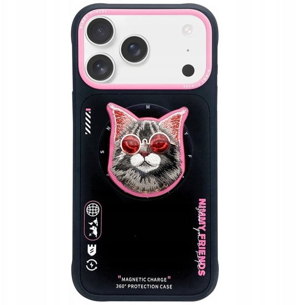 Θήκη Nimmy Glasses Cool Cat MagSafe για iPhone 17 μαύρο ροζ
