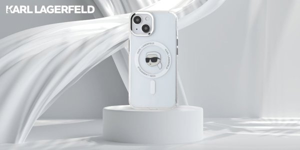 Θήκη Karl Lagerfeld IML Metal Karl Head MagSafe για iPhone 15 λευκή