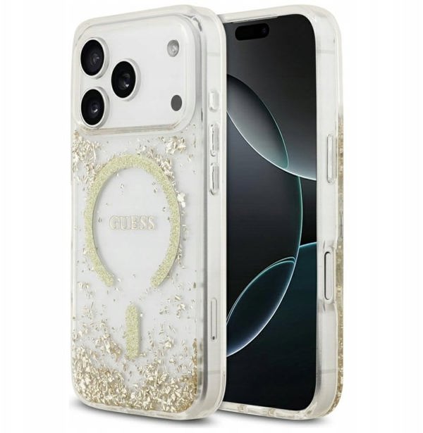Θήκη Guess Resin Bottom Glitter MagSafe για iPhone 17 Pro χρυσή