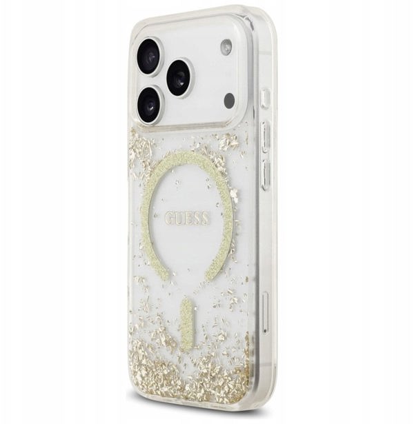 Θήκη Guess Resin Bottom Glitter MagSafe για iPhone 17 Pro χρυσή