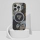 Etui Guess Glitter Flowers Triangle       Buttons MagSafe do iPhone 16 Pro Max czarny